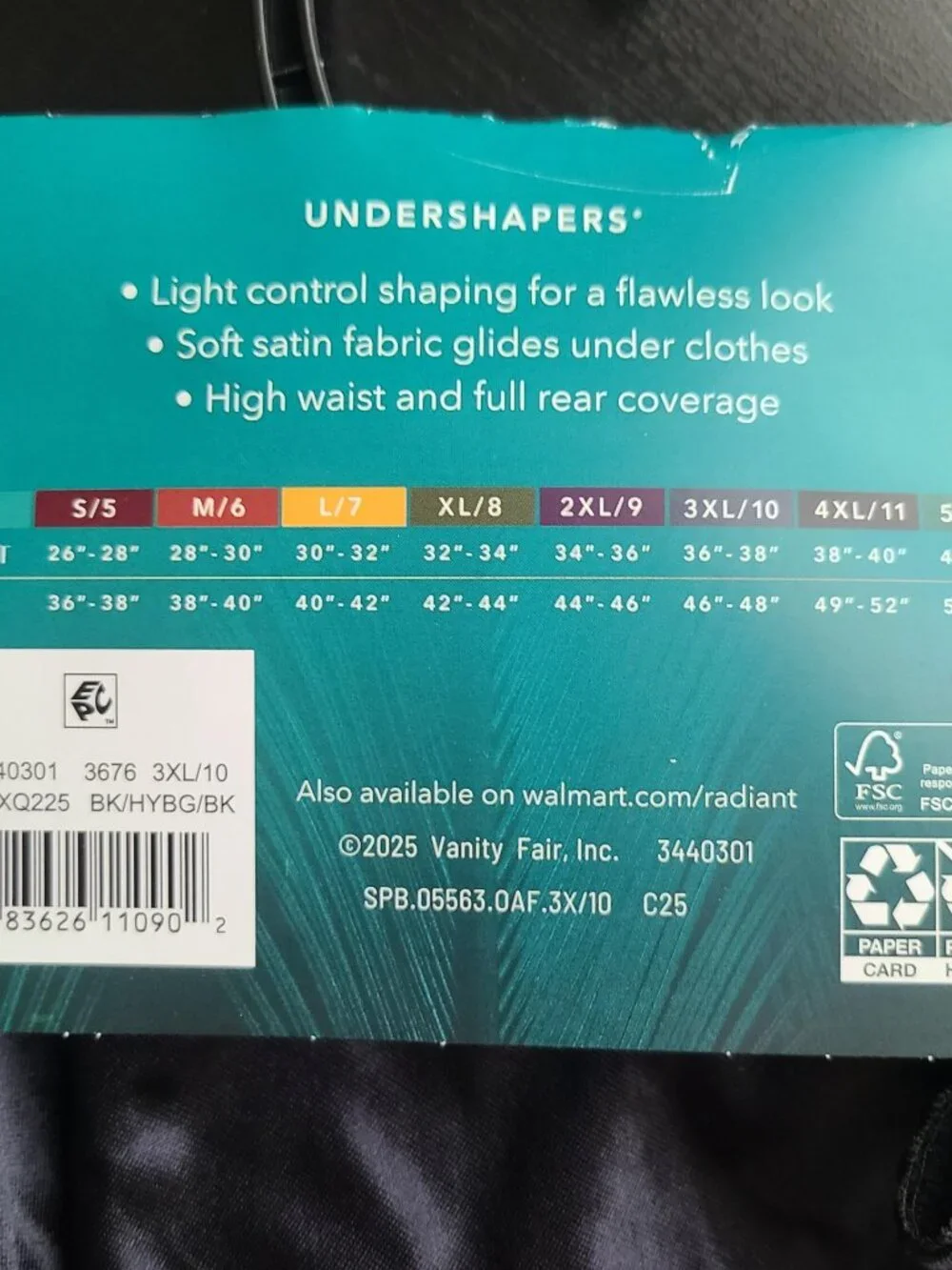 Vanity Fair Lingerie 3 Pack Brief Panties Radiant Collection Undershaper XXXL 10 - Picture 6 of 6